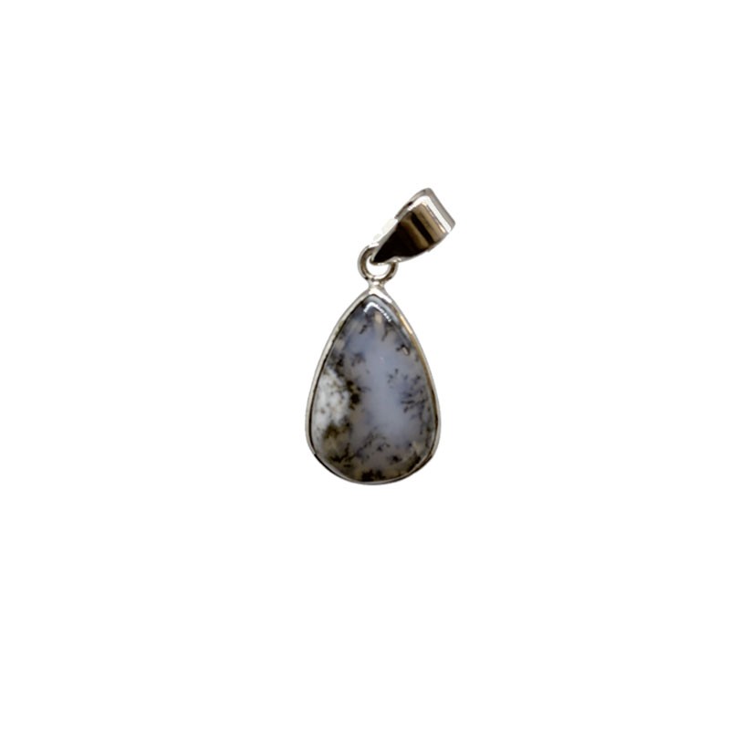 Pendentif Agate dendritique (à dendrites) argent rhodié