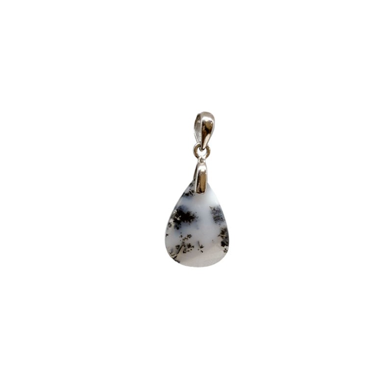 Pendentif Agate dendritique (à dendrites) argent rhodié