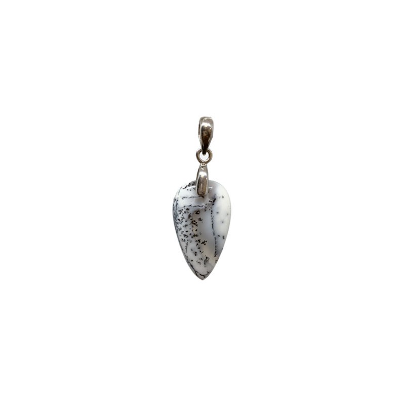 Pendentif Agate dendritique (à dendrites) argent rhodié