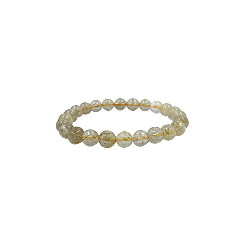 Bracelet Quartz rutile boules de 6 ou 8 mm