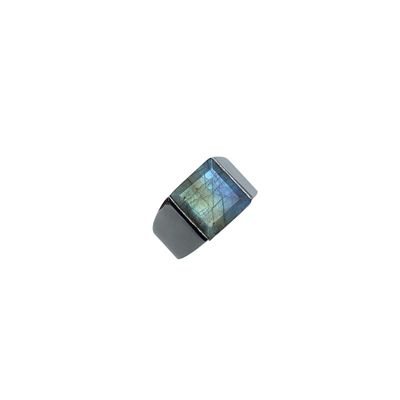 Bague Homme Labradorite sur Argent rhodié 0.925