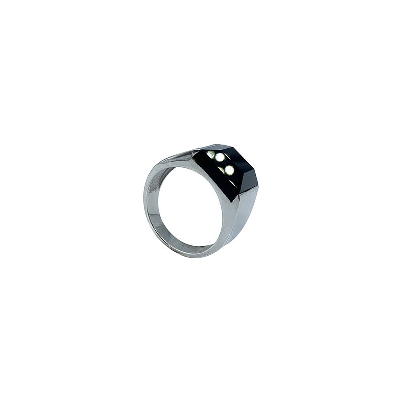 Bague Homme Onyx noir sur Argent rhodié 0.925