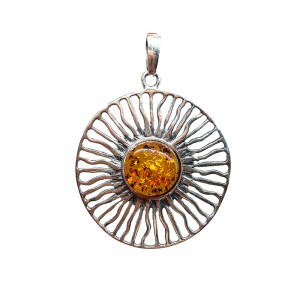 Pendentif Soleil Argent 0,925 et Ambre
