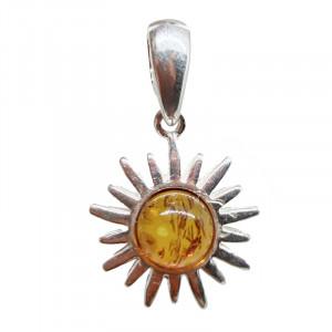 Pendentif Soleil en argent 0,925 et ambre