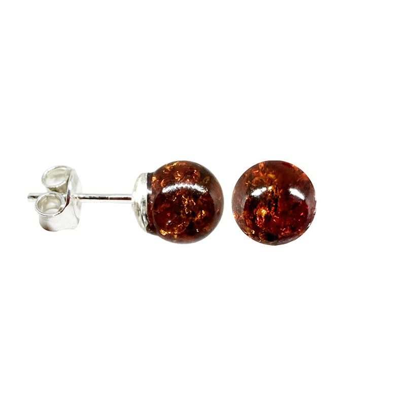 Puces Oreilles Ambre 7 ou 8 mm Argent 925