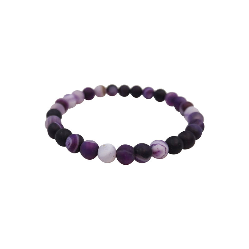 Bracelet agate teintée violette 6mm dépolie lot de 4