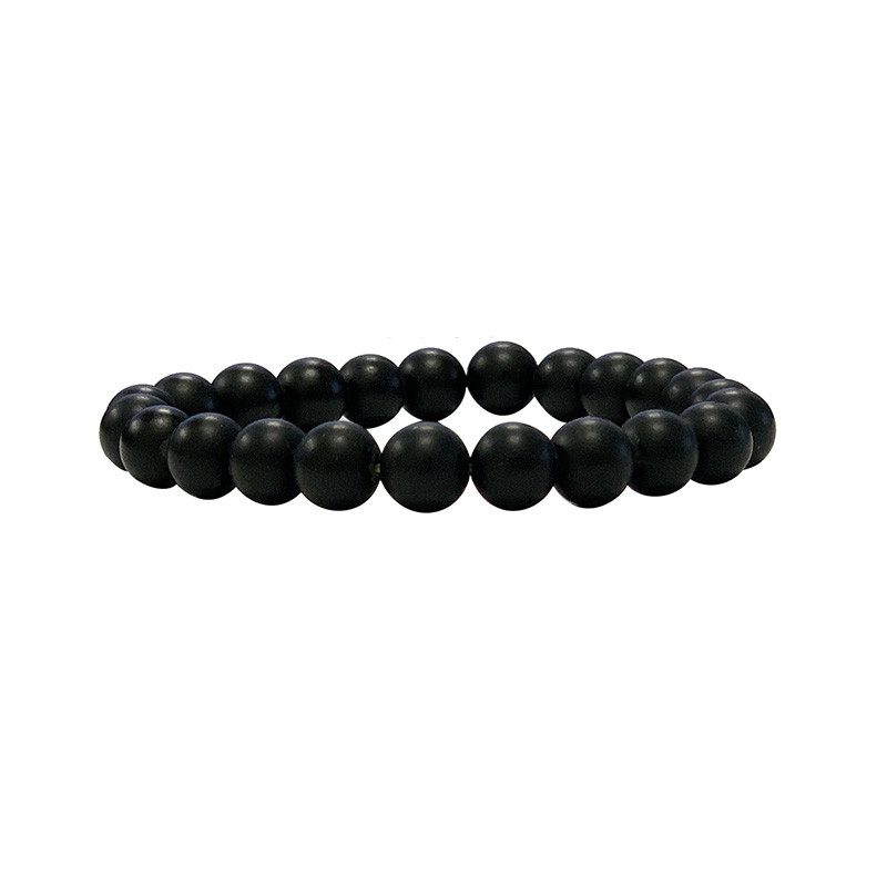 Bracelet onyx noir 6 ou 8mm dépoli