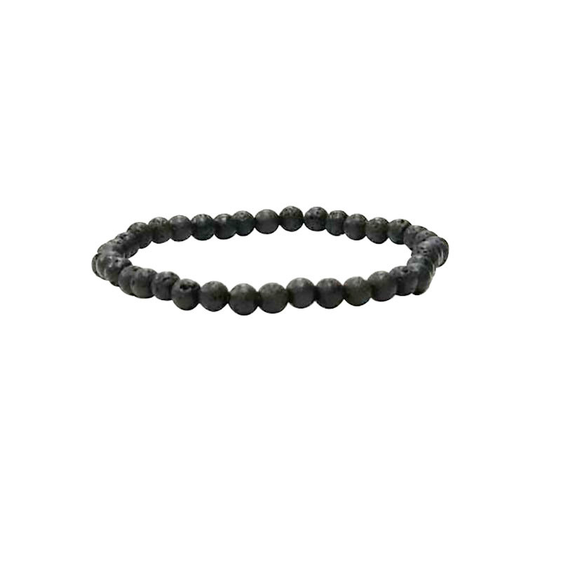 Bracelet en lave noire - Lot de 10 pcs - existe en 4, 6, 8, 10 mm