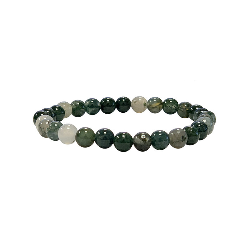 Bracelet Agate mousse boules 4 à 8 mm