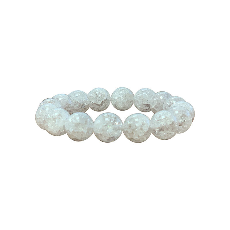 Bracelet Cristal de roche craquelé - boules de 4 à 14 mm