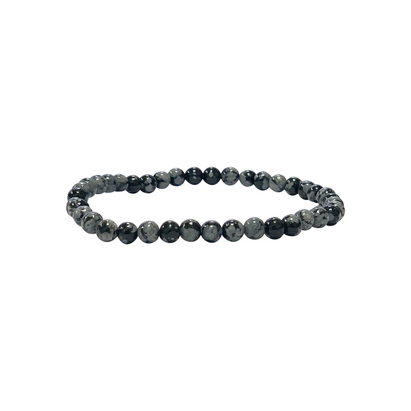 Bracelet Obsidienne neige boules 4 à 8 mm