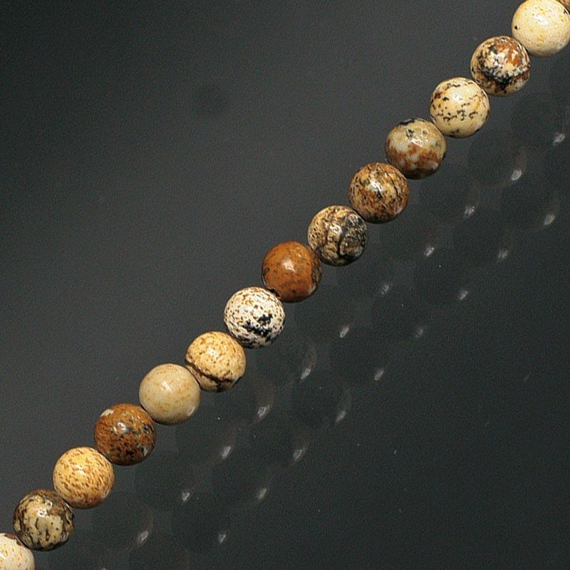 Collier jaspe paysage 6 à 8 mm - 42cm