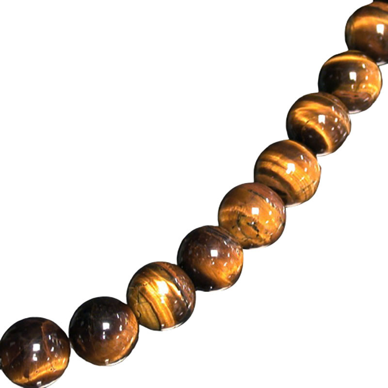 Collier oeil de tigre boules 4 à 12 mm - 42cm