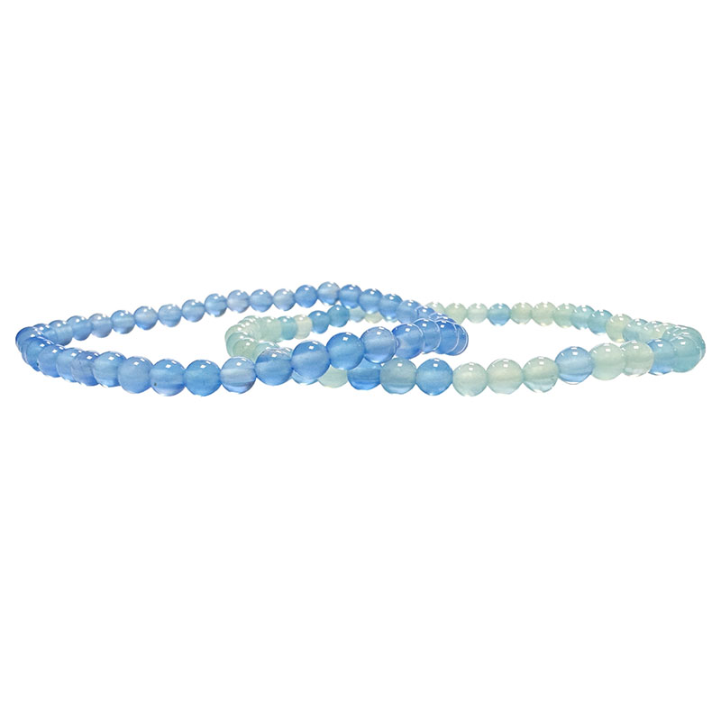 Agate bleue teintée - Bracelet - boule de 4 à 8 mm