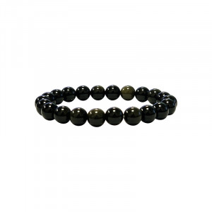 Bracelet obsidienne dorée 4, 6 ou 8 mm