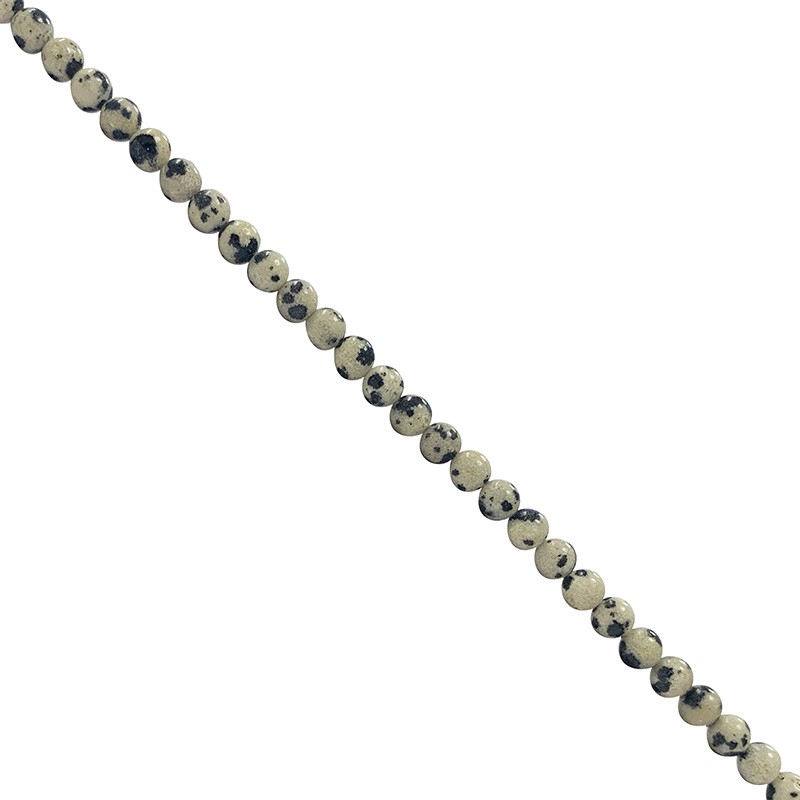 Fil Jaspe dalmatien de 42 cm perles de 4 mm