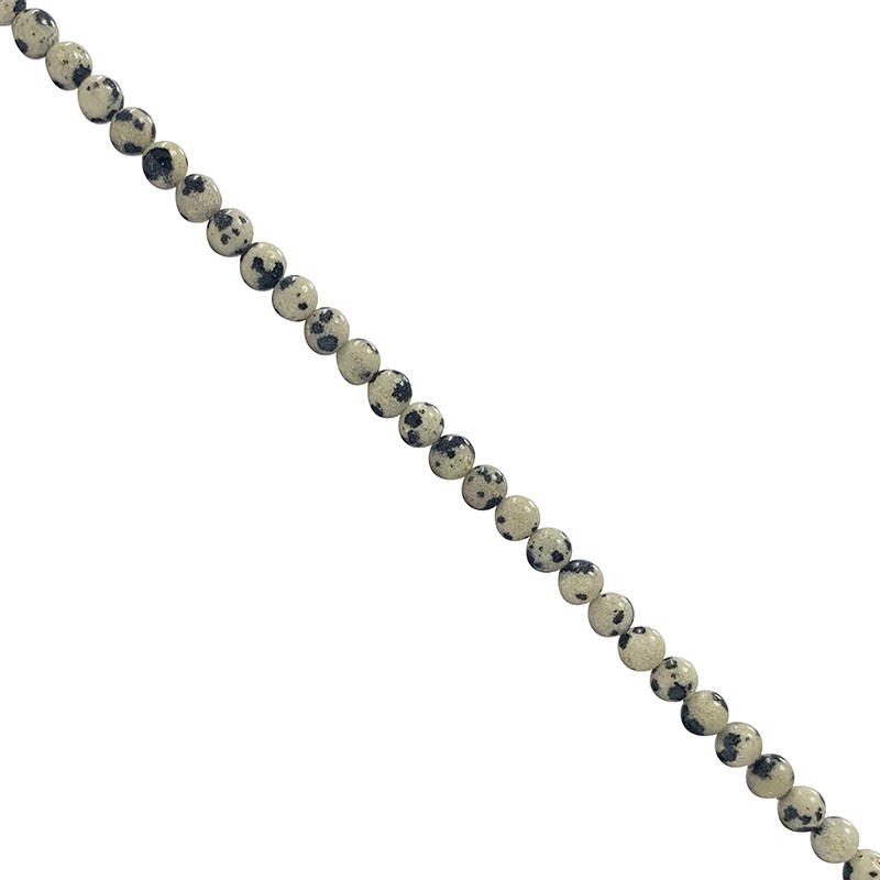 Fil Jaspe dalmatien de 42 cm perles de 4 mm