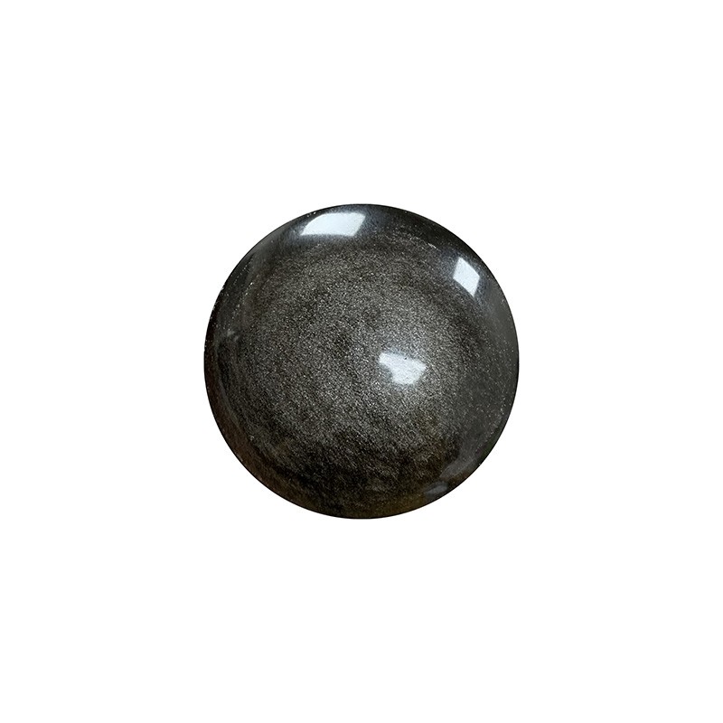 Palm stone rond en obsidienne argentée