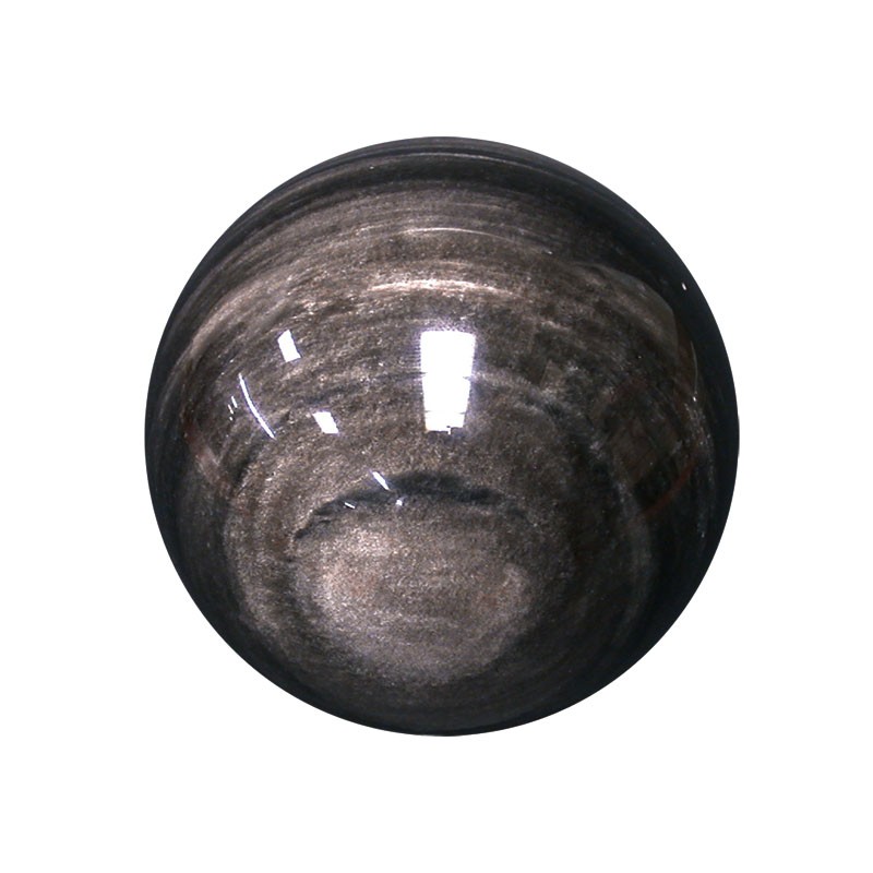 Sphère obsidienne argentée