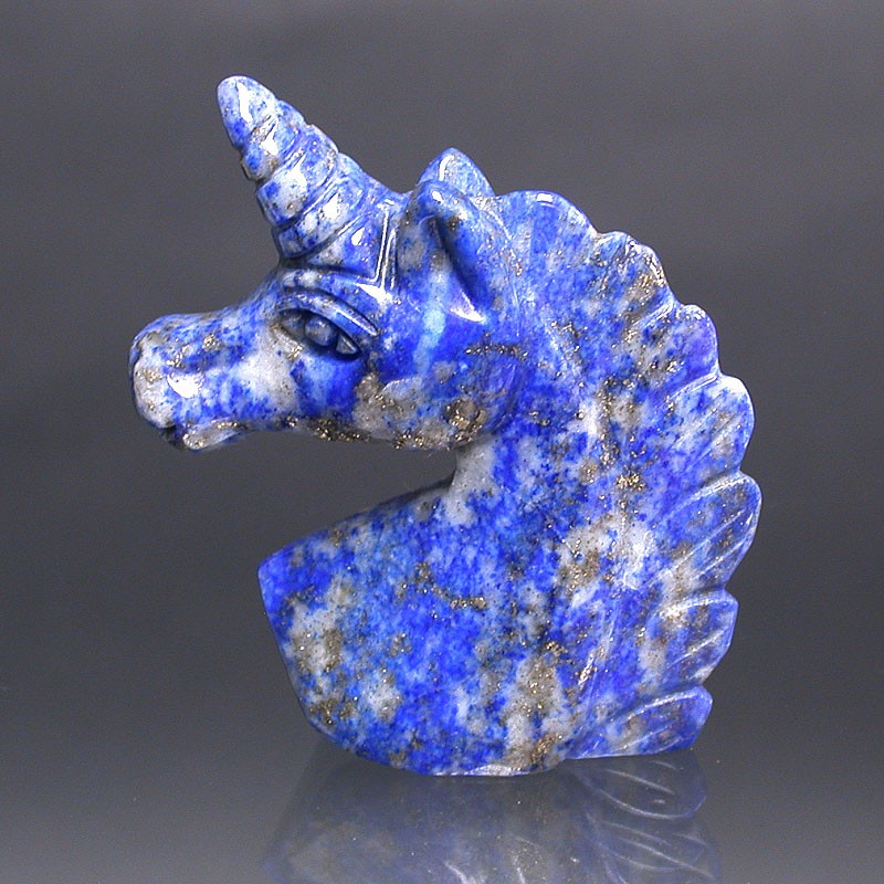 Tete de licorne lapis, quartz rose, oeil de tigre ou Labradorite