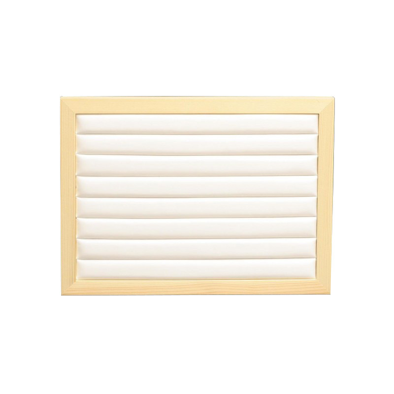 Présentoir bagues blanc et bords en bois (pin)- la pièce