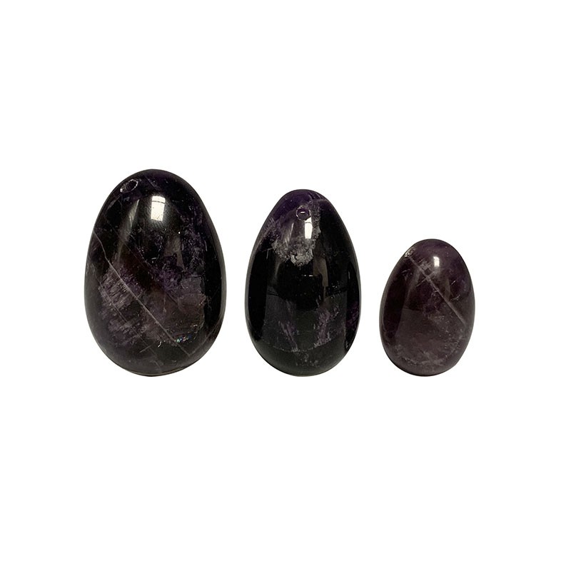 Oeuf Yoni lot 3 tailles assorties Améthyste, obsidienne , quartz rose, rhodonite ou œil de tigre