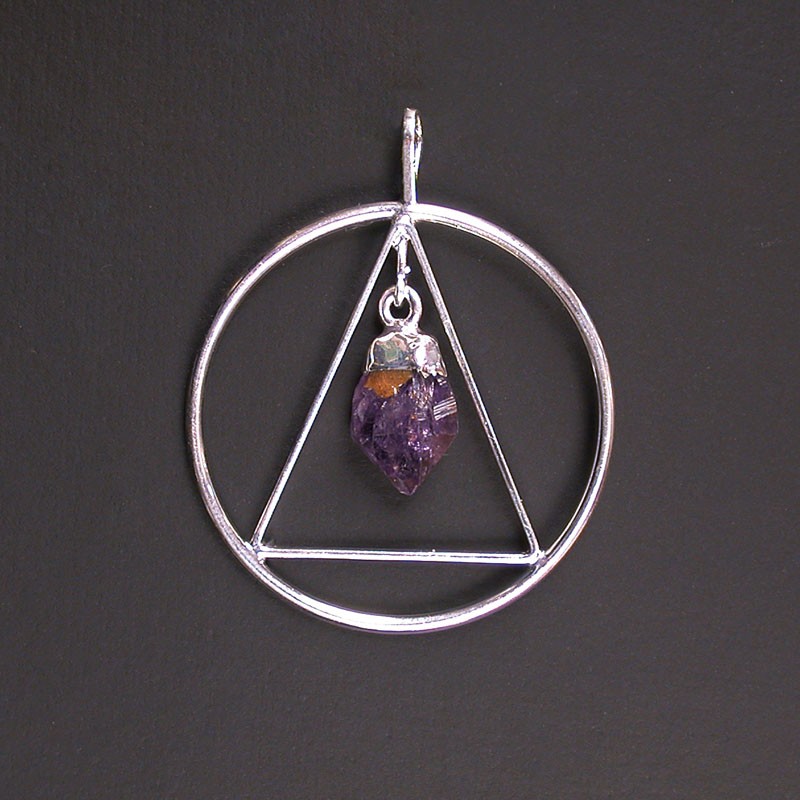 Pendentif anneau et triangle cristal pendant