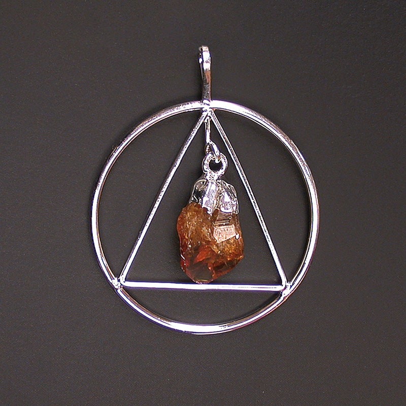 Pendentif anneau et triangle cristal pendant