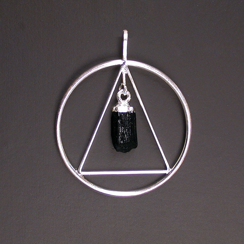 Pendentif anneau et triangle cristal pendant