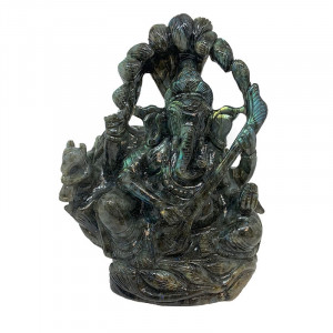 Statuette Ganesh Labradorite - Pièce unique - 201912_06